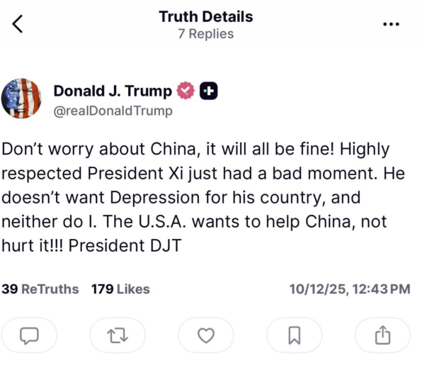 És mily meglepő Trump a hétvégén megnyugtatta a kedélyeket: